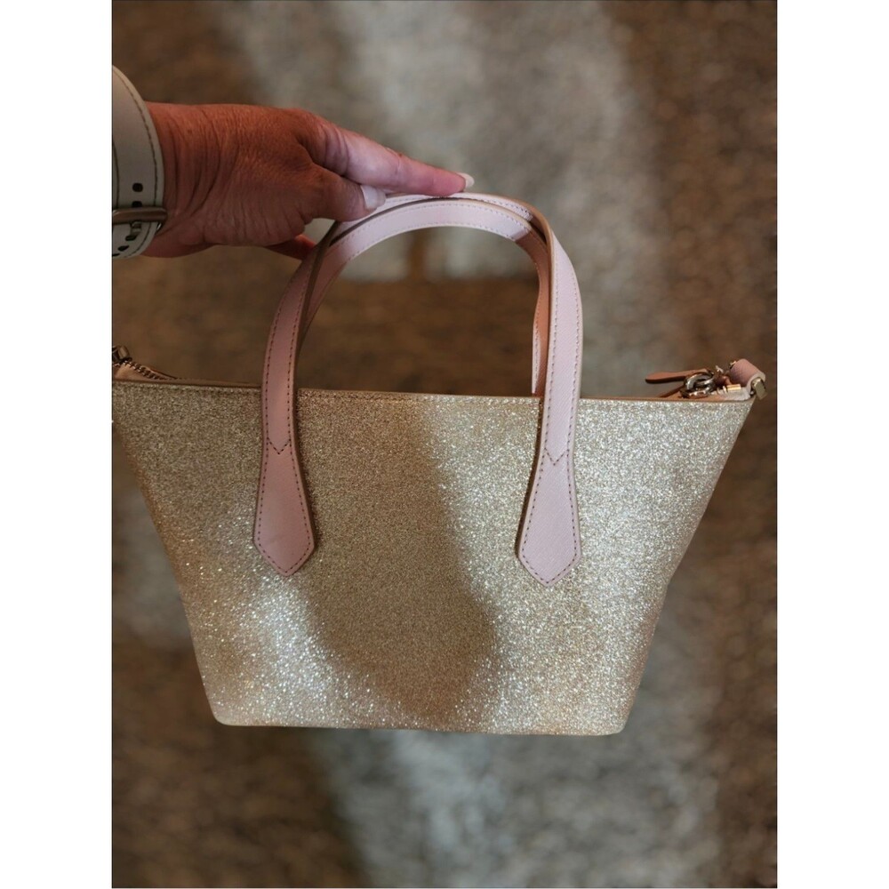 Kate Spade New York Joeley Small Rose Gold Glitter Satchel Bag